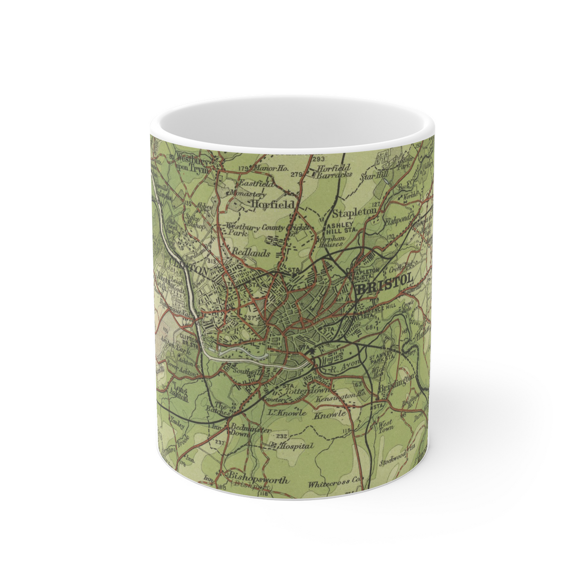 Bristol historic map mug, Bartholomew Half-Inch, 1904 — product view 2