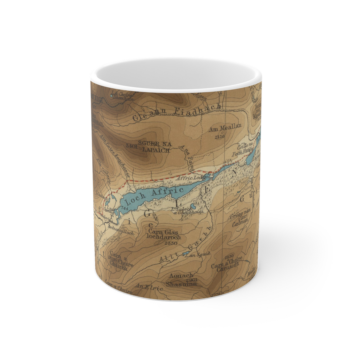 Loch Affric historic map mug, Bartholomew Half-Inch, 1902 — product view 2