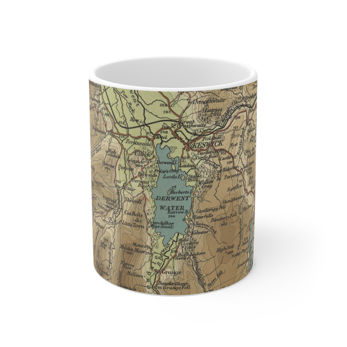 Derwentwater historic map mug, Bartholomew Half-Inch, 1903 — product view 2
