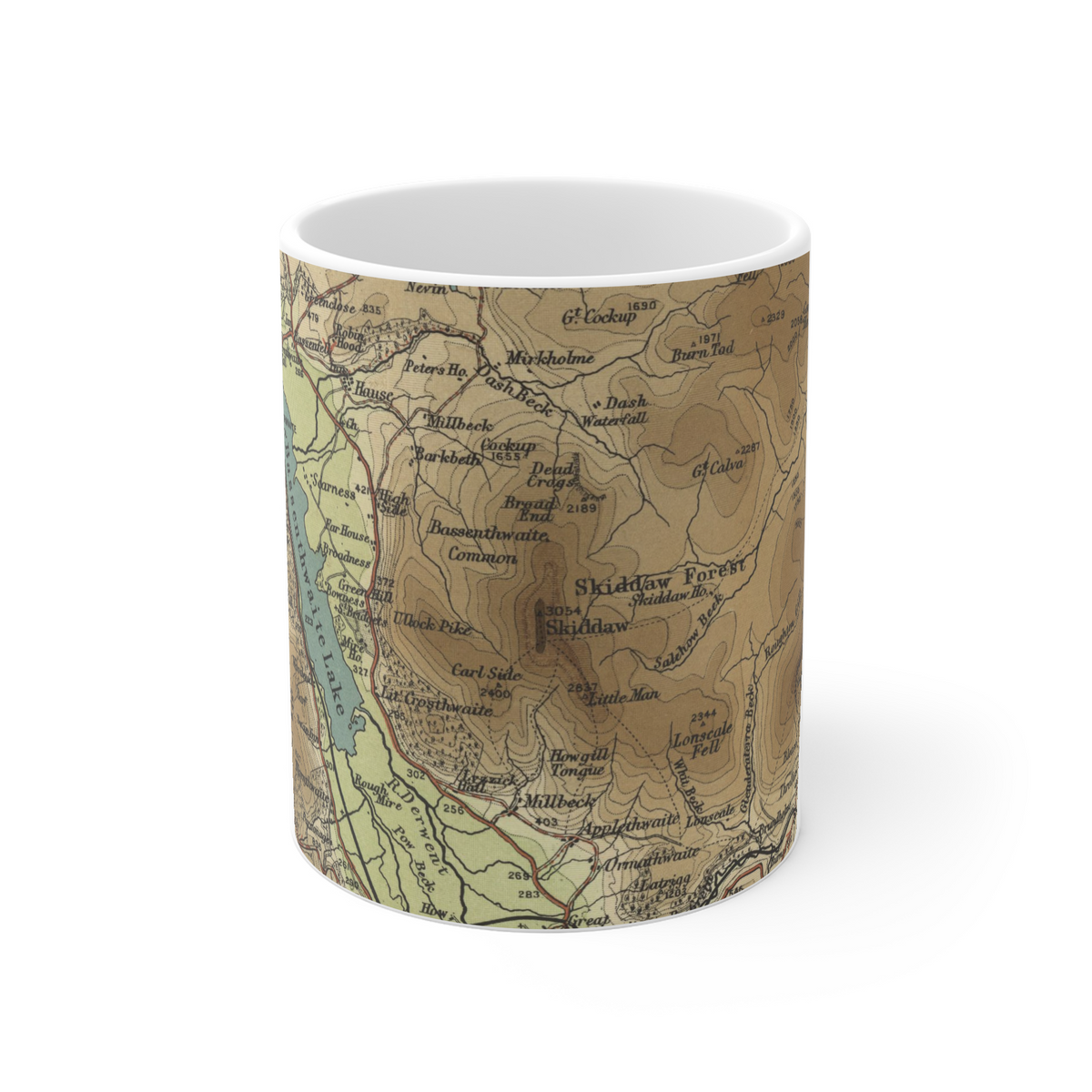 Skiddaw historic map mug, Bartholomew Half-Inch, 1903 — product view 2