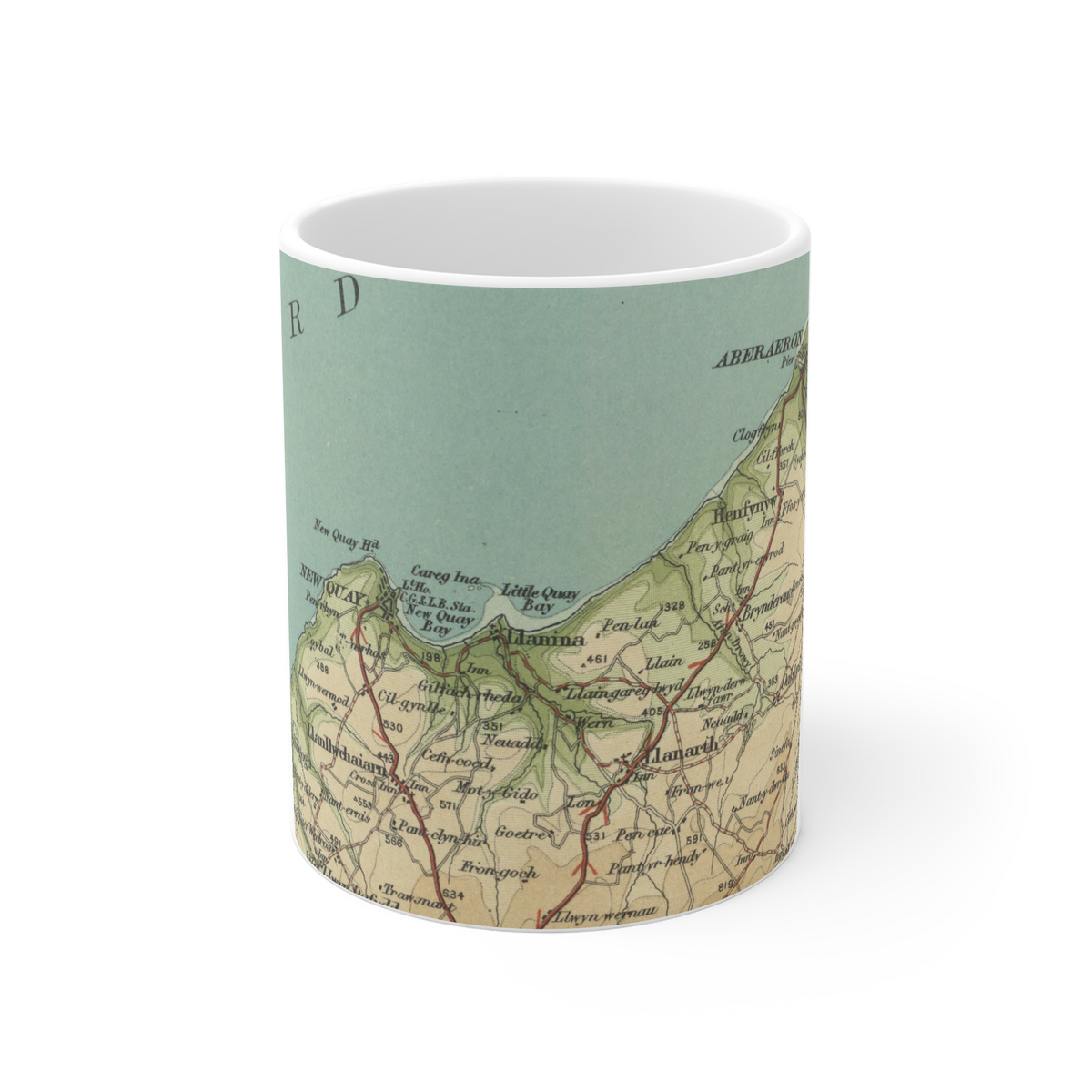 New Quay historic map mug, Bartholomew Half-Inch, 1903 — product view 2
