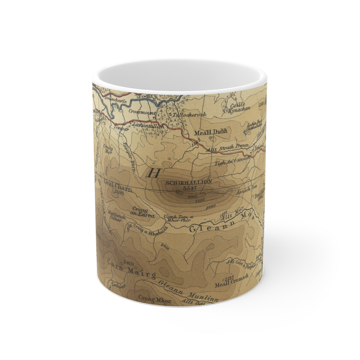 Schiehallion historic map mug, Bartholomew Half-Inch, 1903 — product view 2
