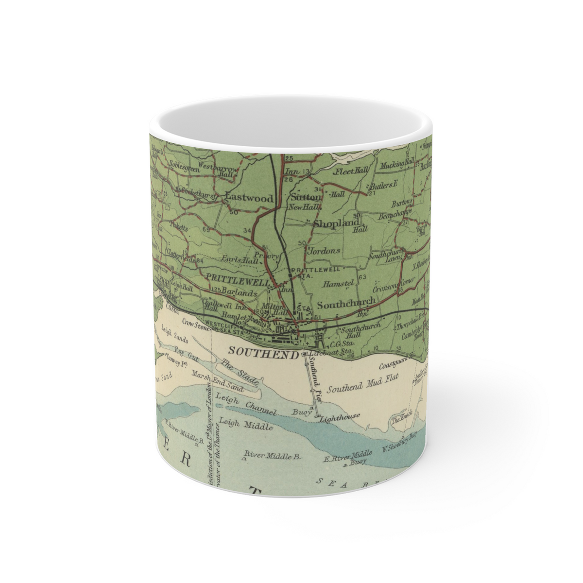 Southend-on-Sea historic map mug, Bartholomew Half-Inch, 1903 — product view 2