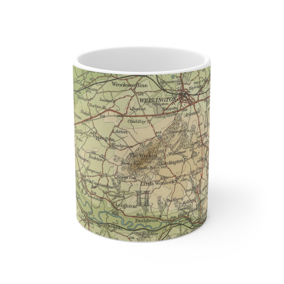 The Wrekin historic map mug, Bartholomew Half-Inch, 1903 — product view 2