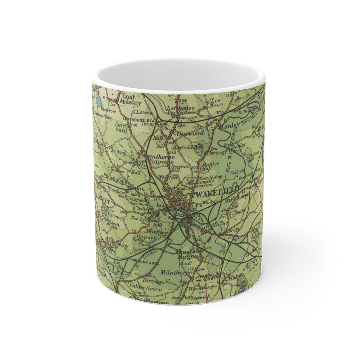 Wakefield historic map mug, Bartholomew Half-Inch, 1904 — product view 2