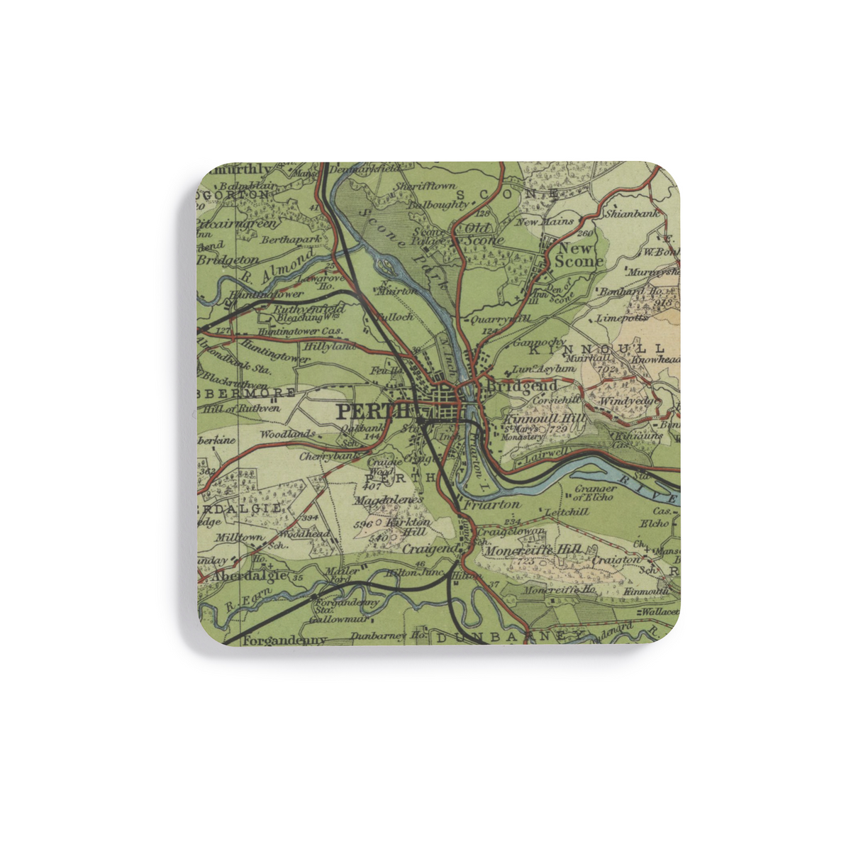 Perth historic map coaster, Bartholomew Half-Inch, 1903 — product view 2
