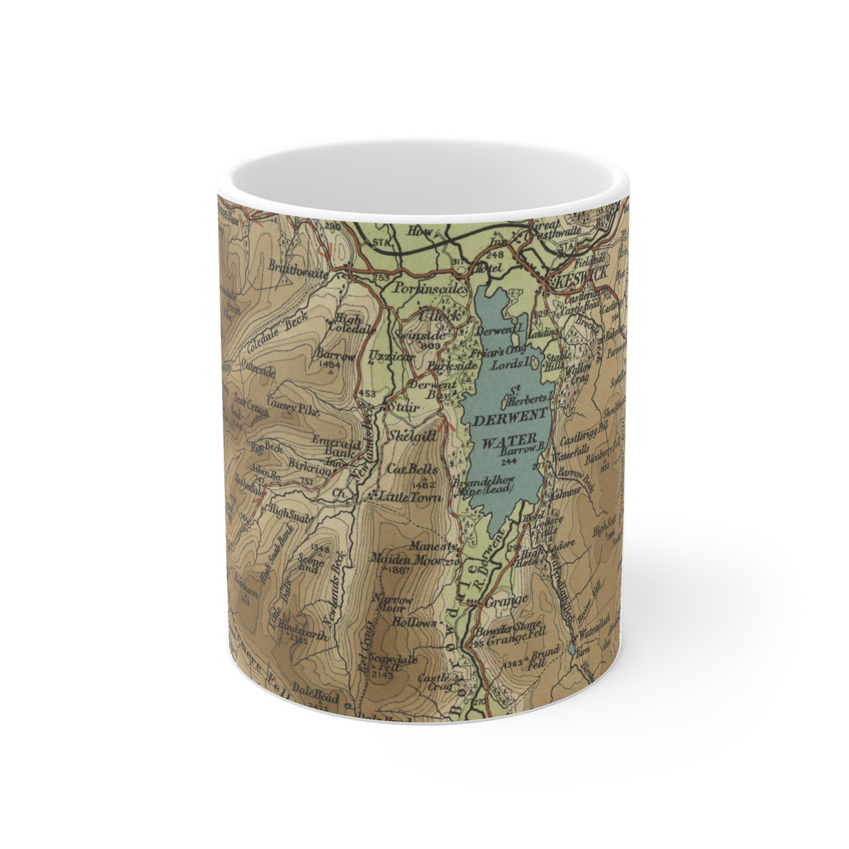 Cat Bells historic map mug, Bartholomew Half-Inch, 1903 — product view 2
