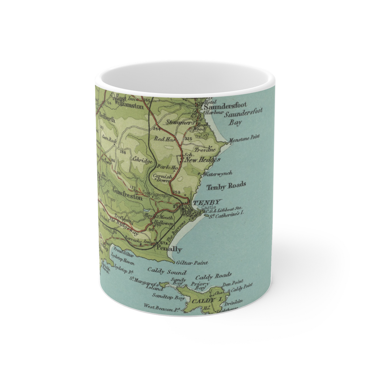 Tenby historic map mug, Bartholomew Half-Inch, 1903 — product view 2