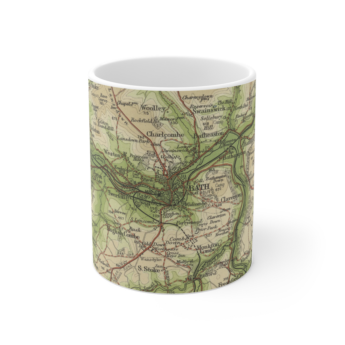 Bath historic map mug, Bartholomew Half-Inch, 1904 — product view 2