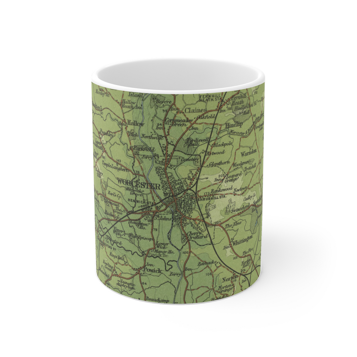 Worcester historic map mug, Bartholomew Half-Inch, 1902 — product view 2