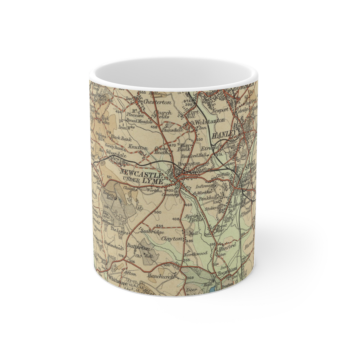 Stoke on Trent historic map mug, Bartholomew Half-Inch, 1902 — product view 2