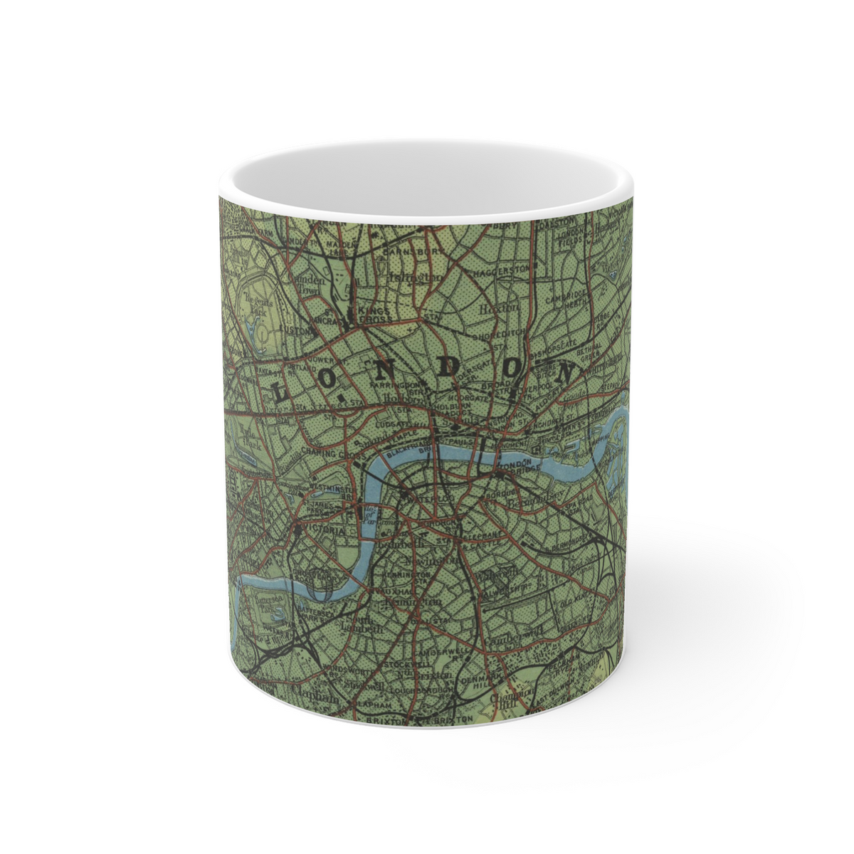 London historic map mug, Bartholomew Half-Inch, 1903 — product view 2