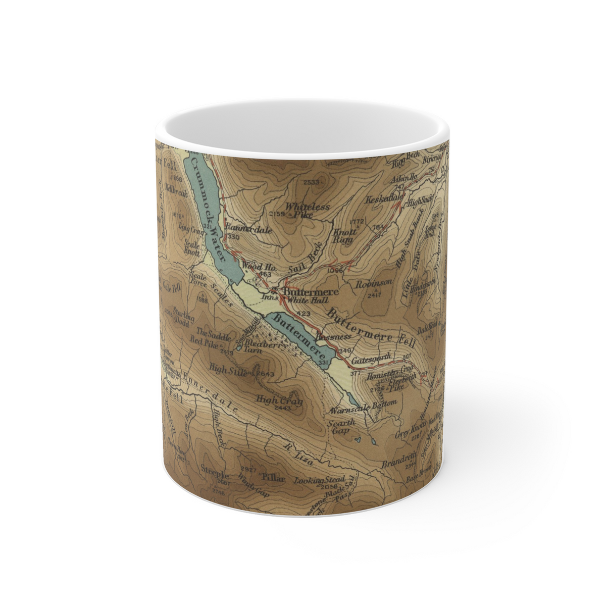 Buttermere historic map mug, Bartholomew Half-Inch, 1903 — product view 2