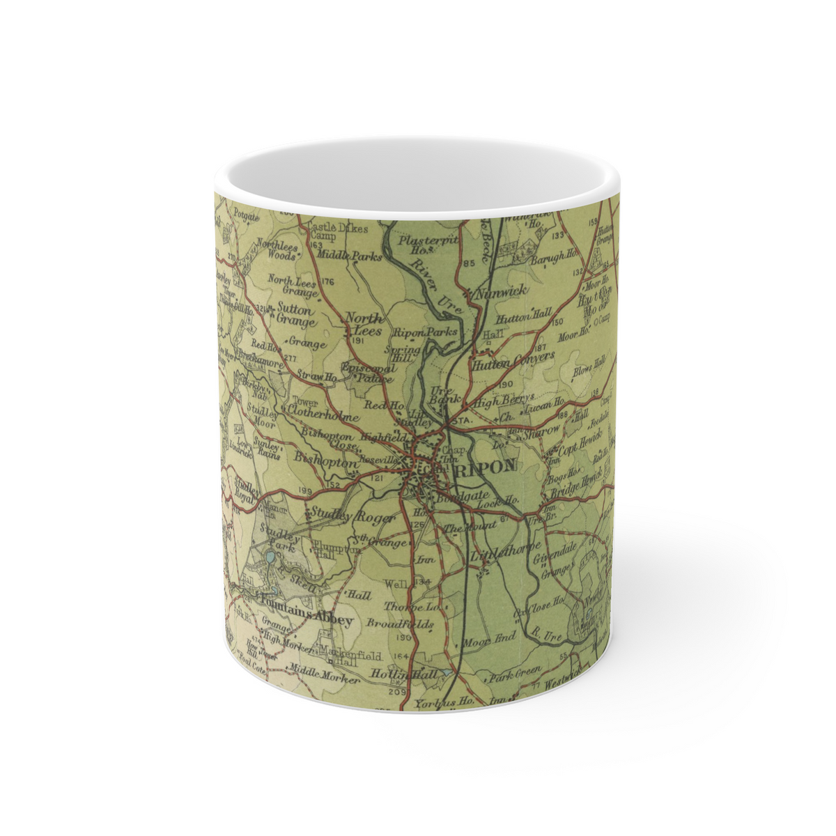 Ripon historic map mug, Bartholomew Half-Inch, 1906 — product view 2