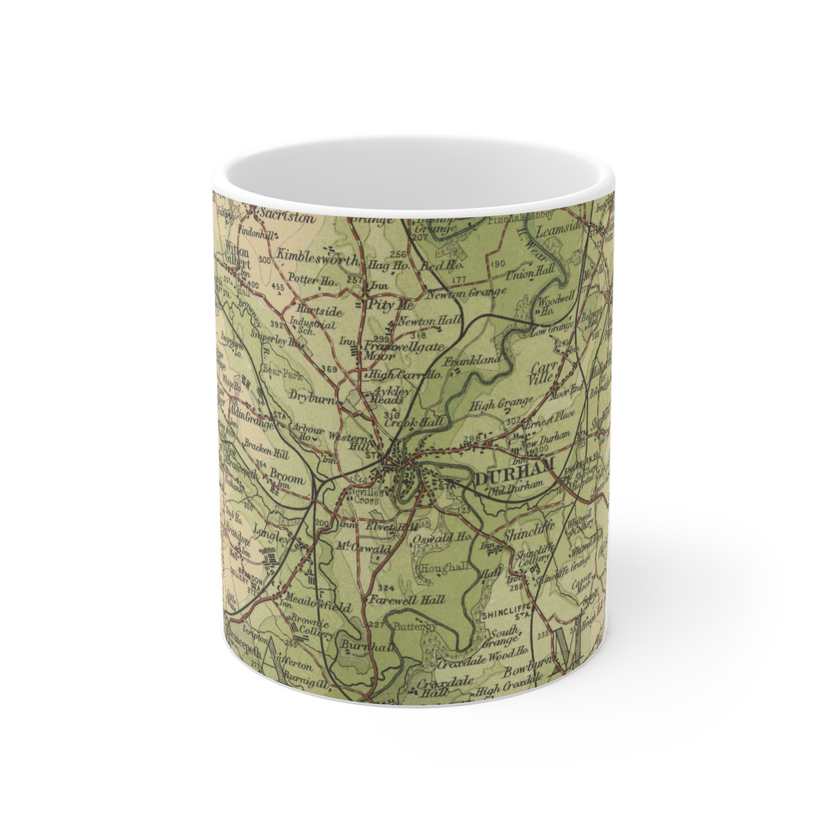 Durham historic map mug, Bartholomew Half-Inch, 1904 — product view 2