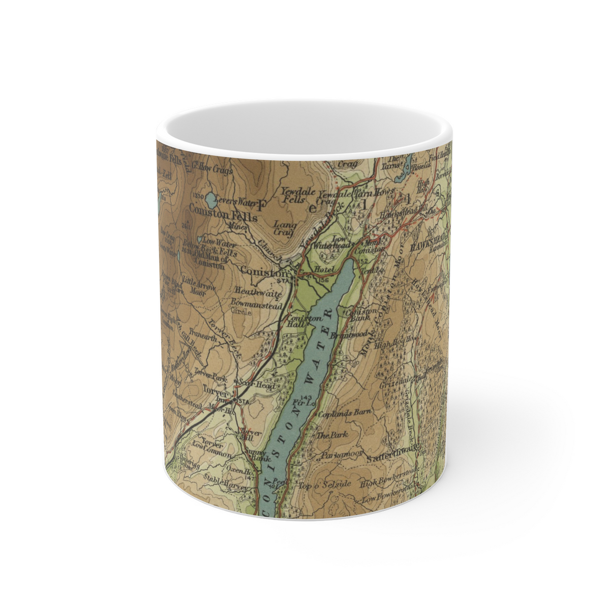 Coniston Water historic map mug, Bartholomew Half-Inch, 1903 — product view 2