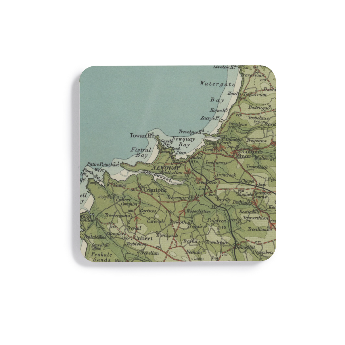 Newquay historic map coaster, Bartholomew Half-Inch, 1903 — product view 2