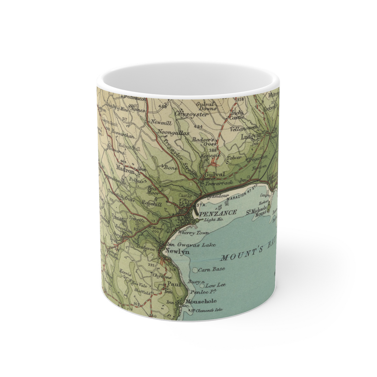 Penzance historic map mug, Bartholomew Half-Inch, 1903 — product view 2