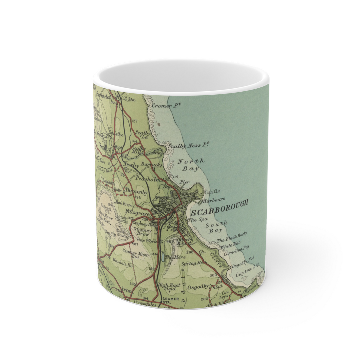 Scarborough historic map mug, Bartholomew Half-Inch, 1903 — product view 2