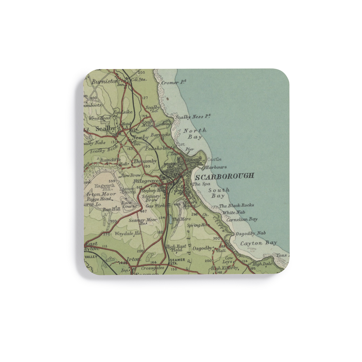 Scarborough historic map coaster, Bartholomew Half-Inch, 1903 — product view 2