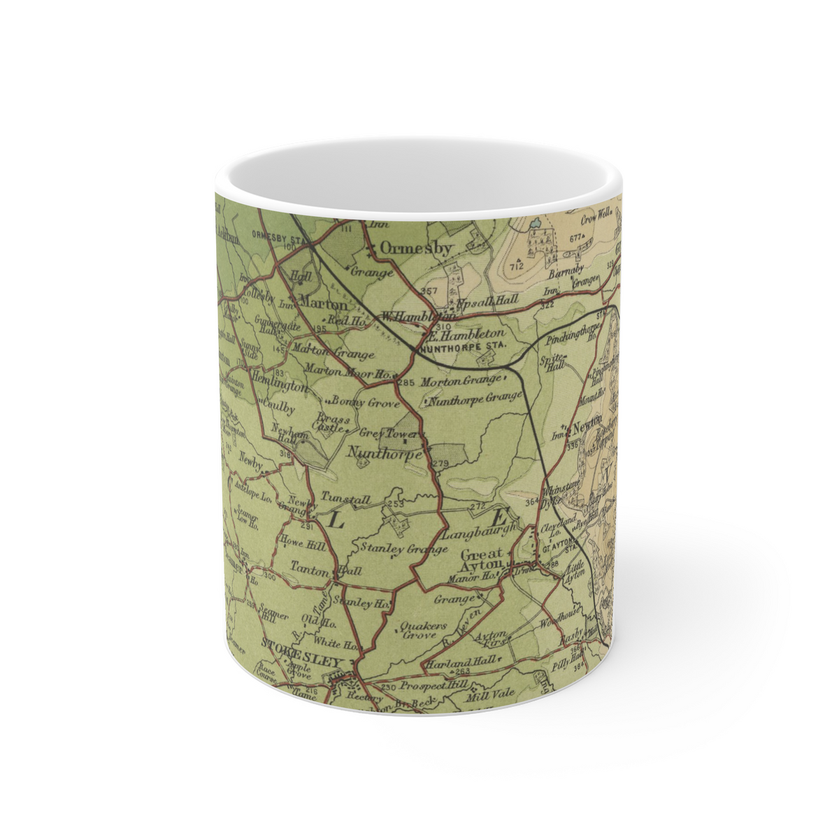 Roseberry Topping historic map mug, Bartholomew Half-Inch, 1904 — product view 2