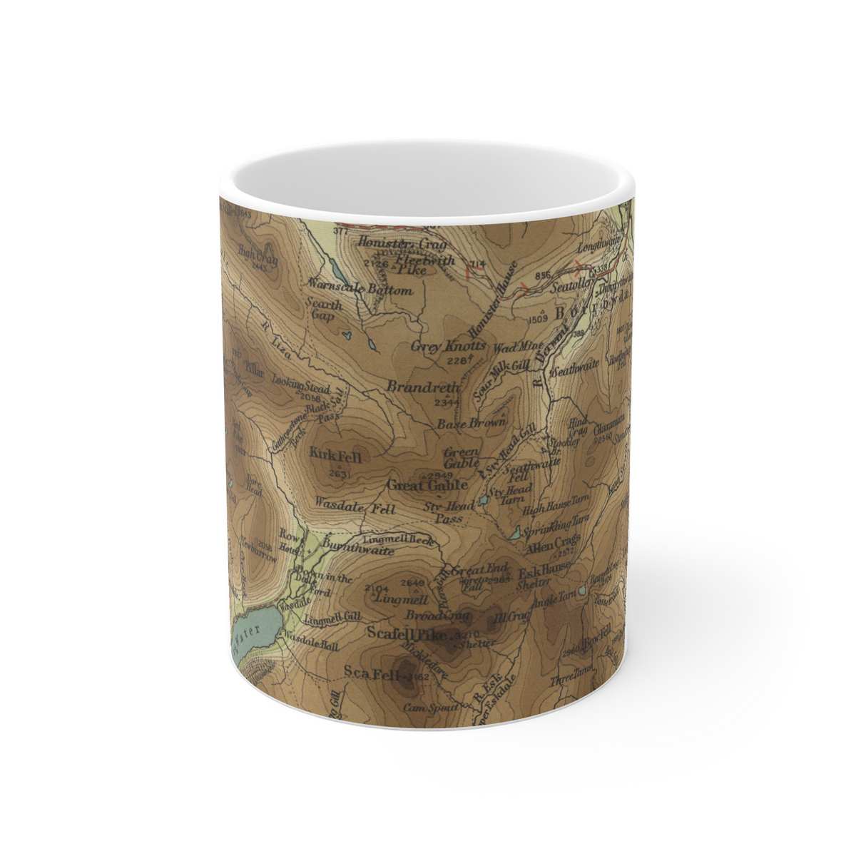 Great Gable historic map mug, Bartholomew Half-Inch, 1903 — product view 2