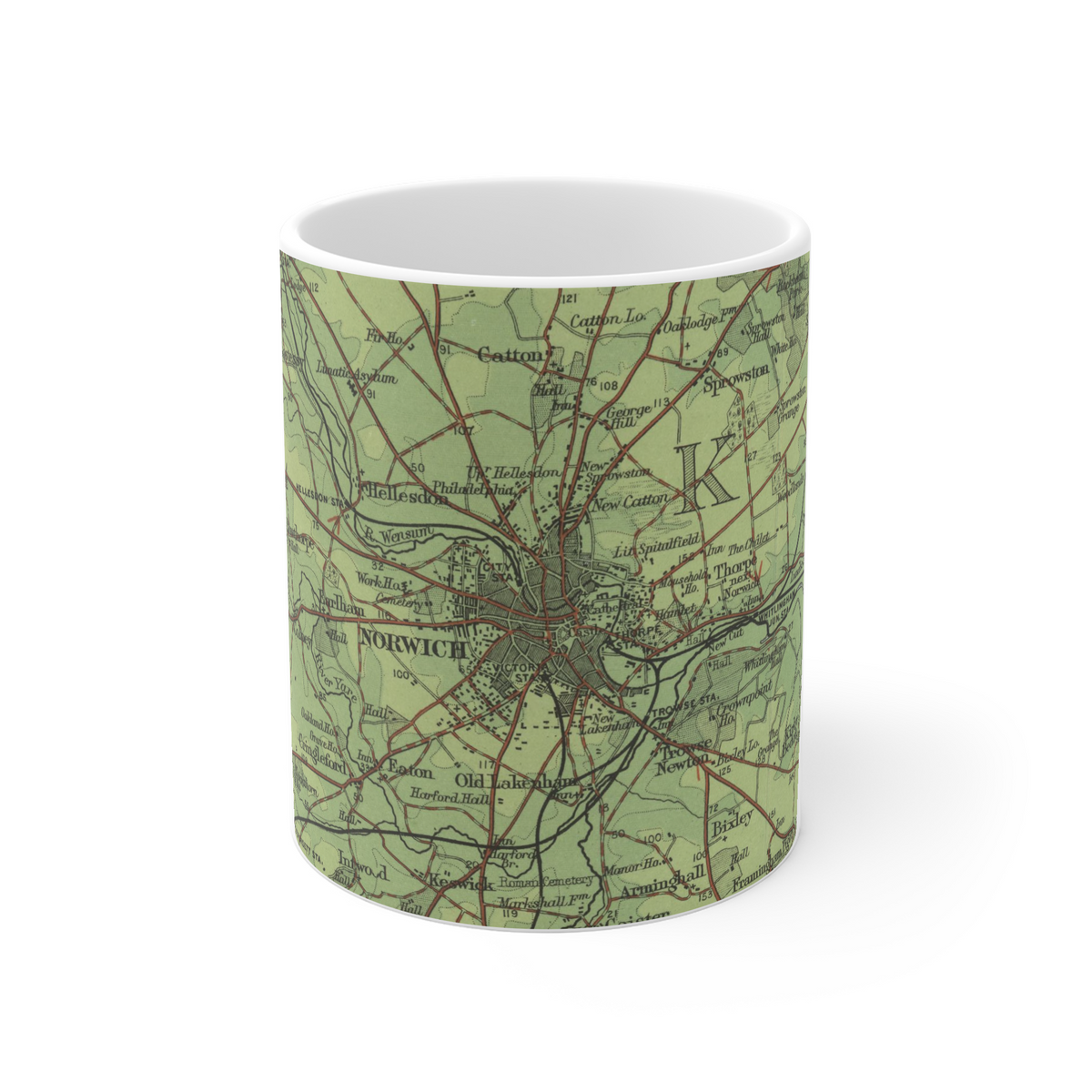 Norwich historic map mug, Bartholomew Half-Inch, 1903 — product view 2