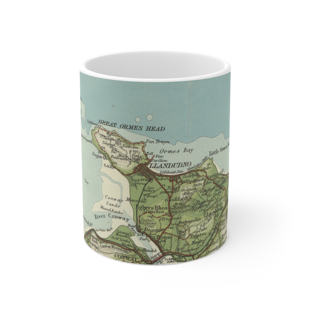 Llandudno historic map mug, Bartholomew Half-Inch, 1904 — product view 2