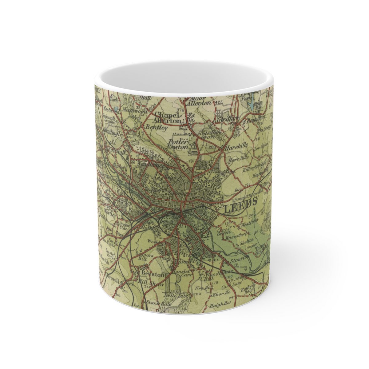 Leeds historic map mug, Bartholomew Half-Inch, 1906 — product view 2