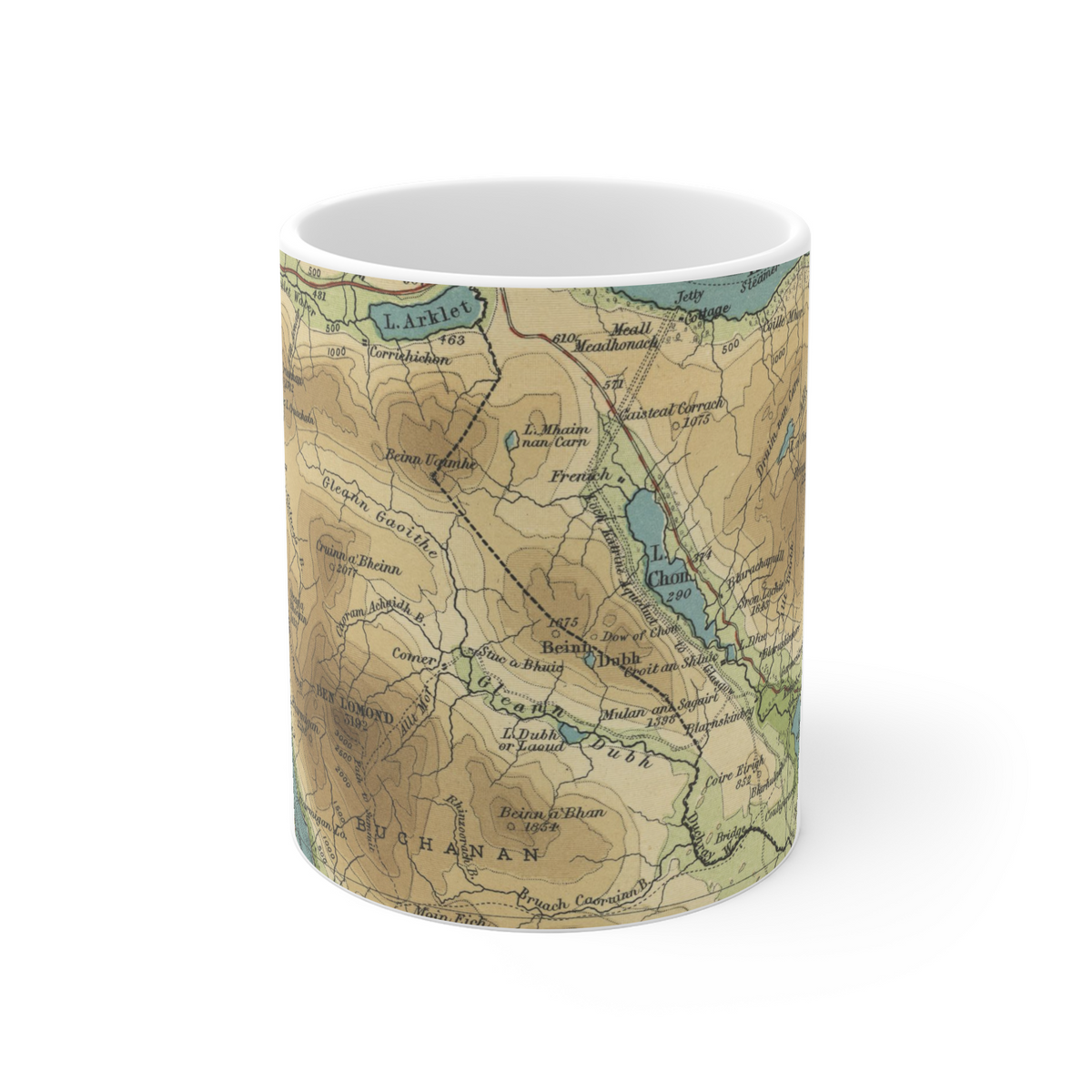 Ben Lomond historic map mug, Bartholomew Half-Inch, 1903 — product view 2