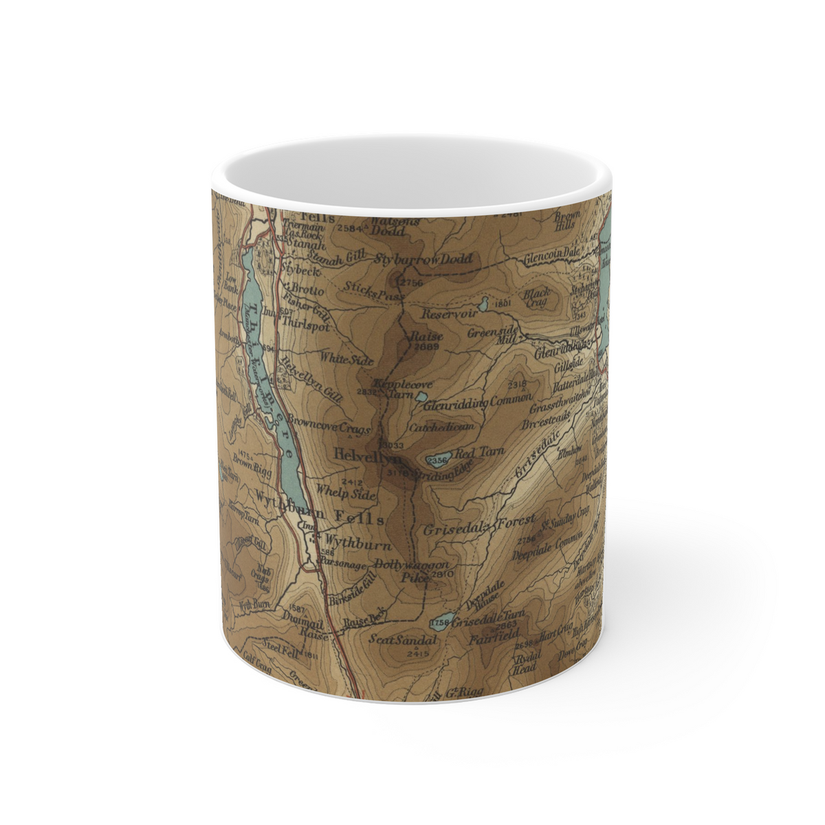 Helvellyn historic map mug, Bartholomew Half-Inch, 1903 — product view 2