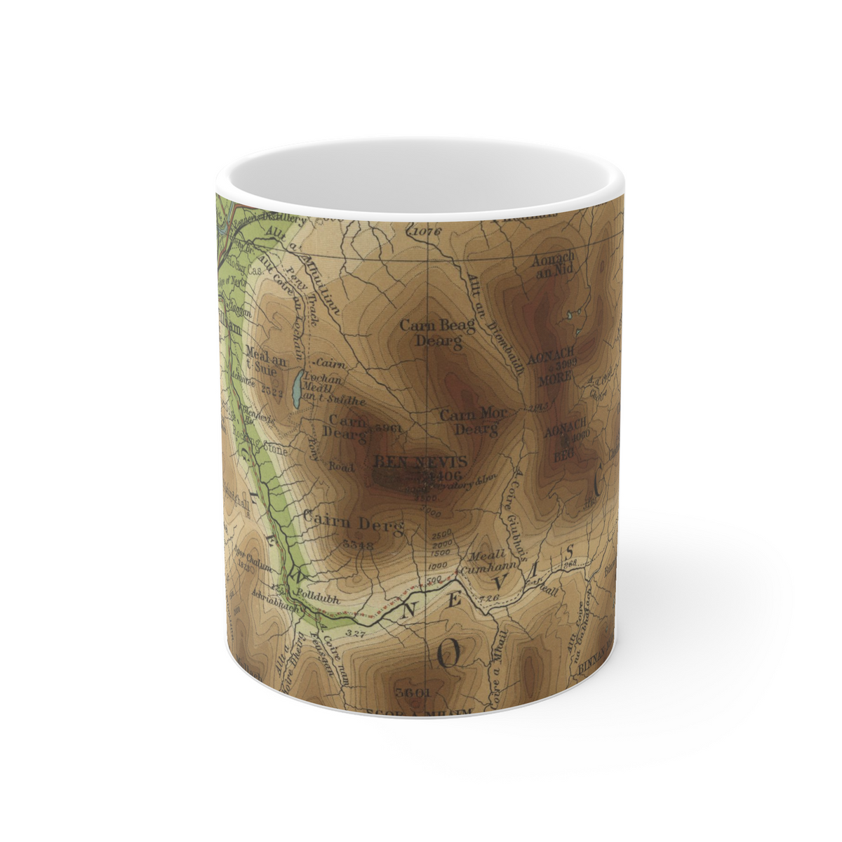 Ben Nevis historic map mug, Bartholomew Half-Inch, 1904 — product view 2