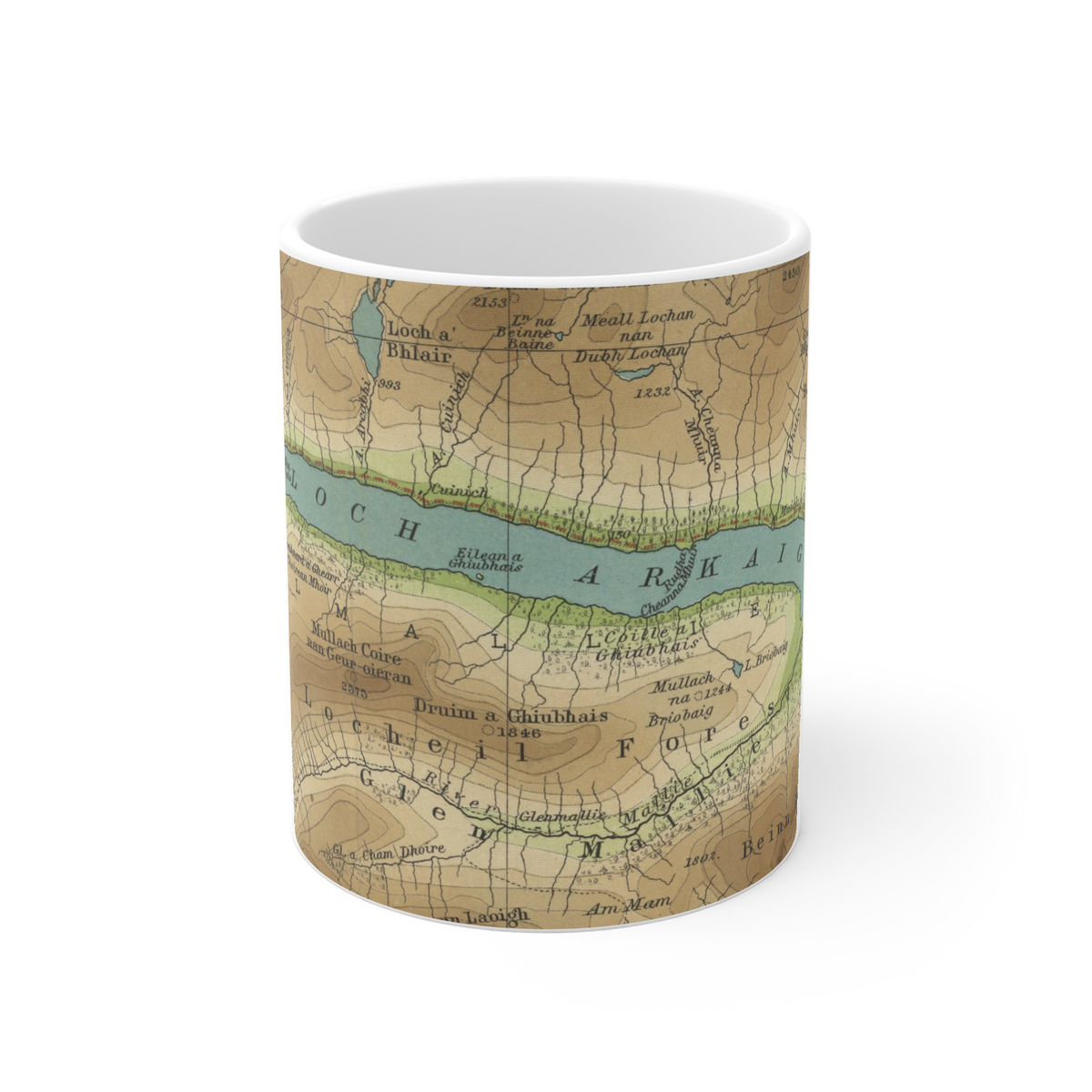 Loch Arkaig historic map mug, Bartholomew Half-Inch, 1904 — product view 2