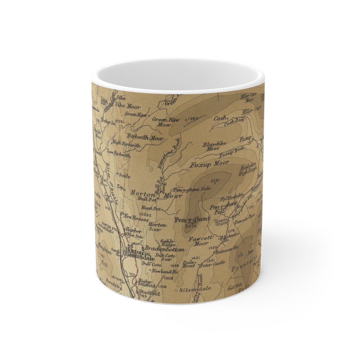 Ingleborough historic map mug, Bartholomew Half-Inch, 1906 — product view 2