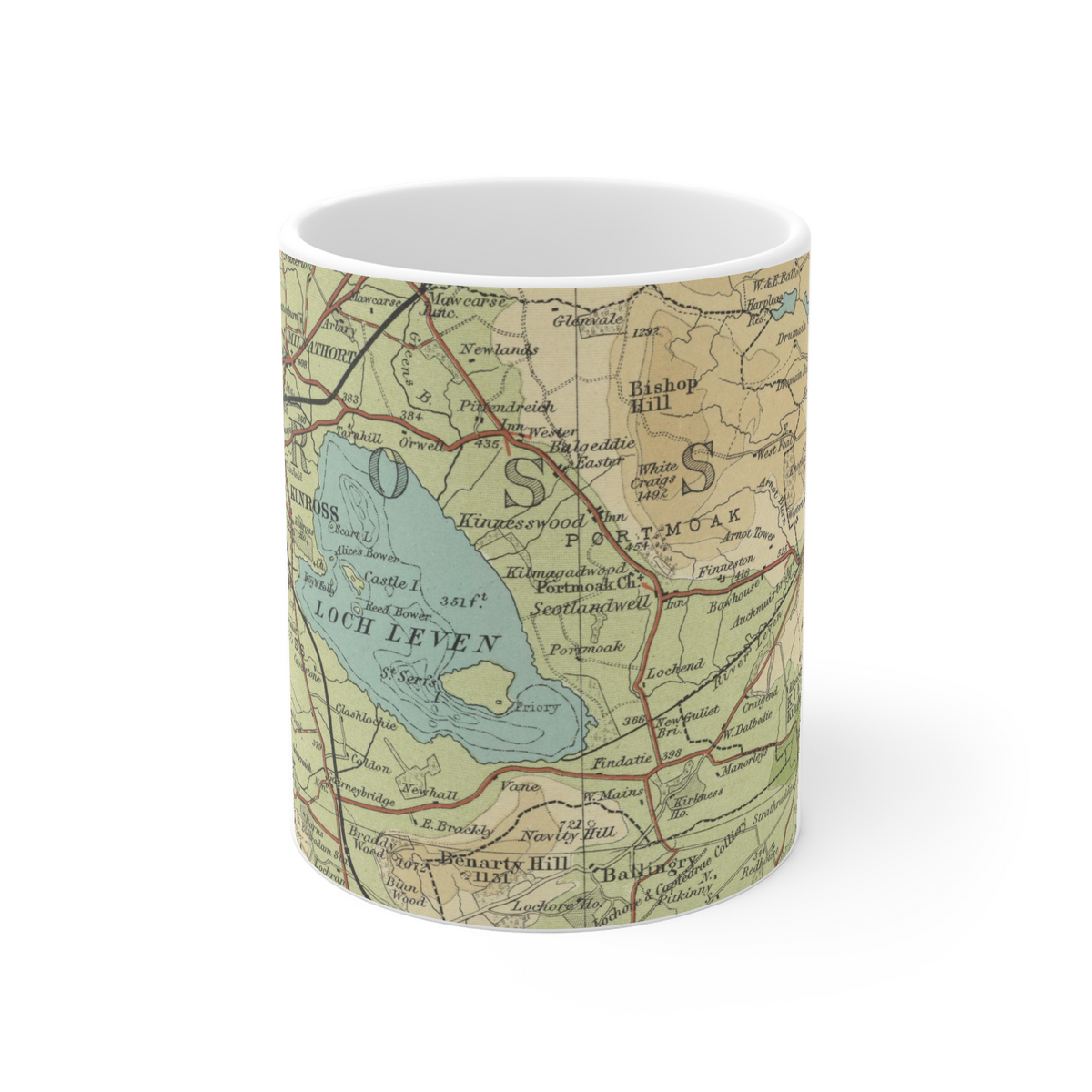 Loch Leven historic map mug, Bartholomew Half-Inch, 1903 — product view 2