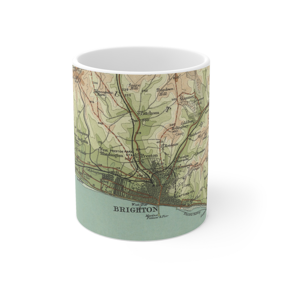 Brighton & Hove historic map mug, Bartholomew Half-Inch, 1902 — product view 2