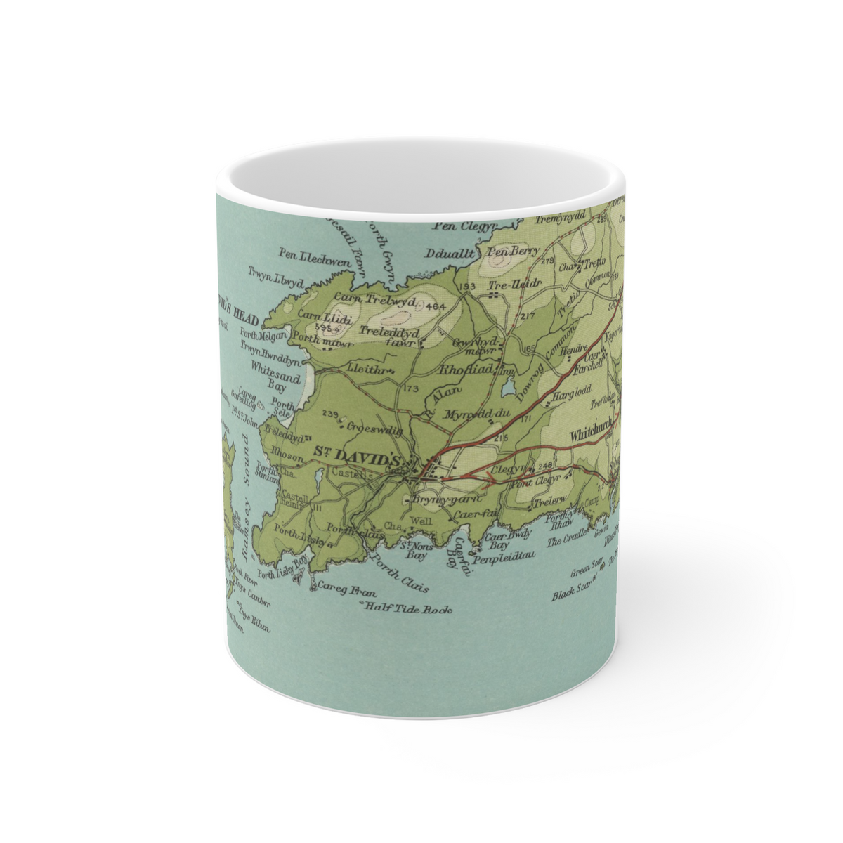 St Davids historic map mug, Bartholomew Half-Inch, 1903 — product view 2