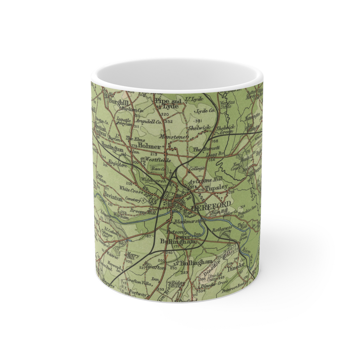 Hereford historic map mug, Bartholomew Half-Inch, 1902 — product view 2