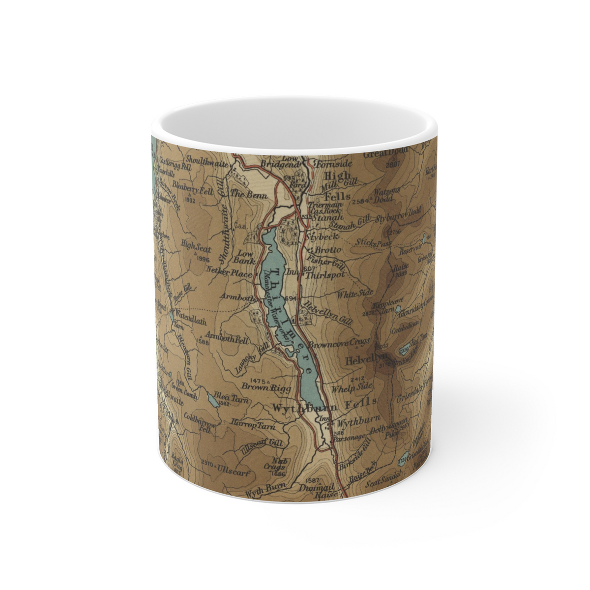Thirlmere historic map mug, Bartholomew Half-Inch, 1903 — product view 2