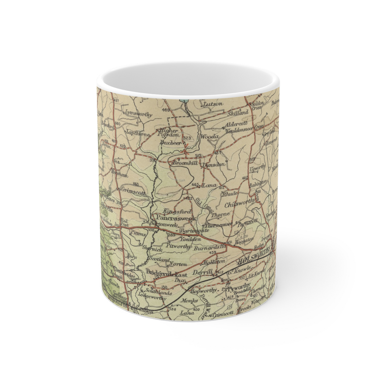 Bude historic map mug, Bartholomew Half-Inch, 1903 — product view 2