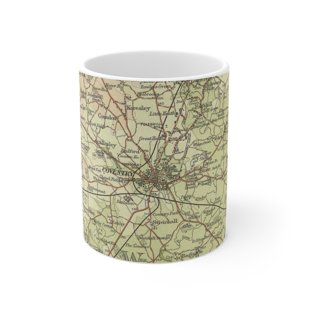 Coventry historic map mug, Bartholomew Half-Inch, 1903 — product view 2