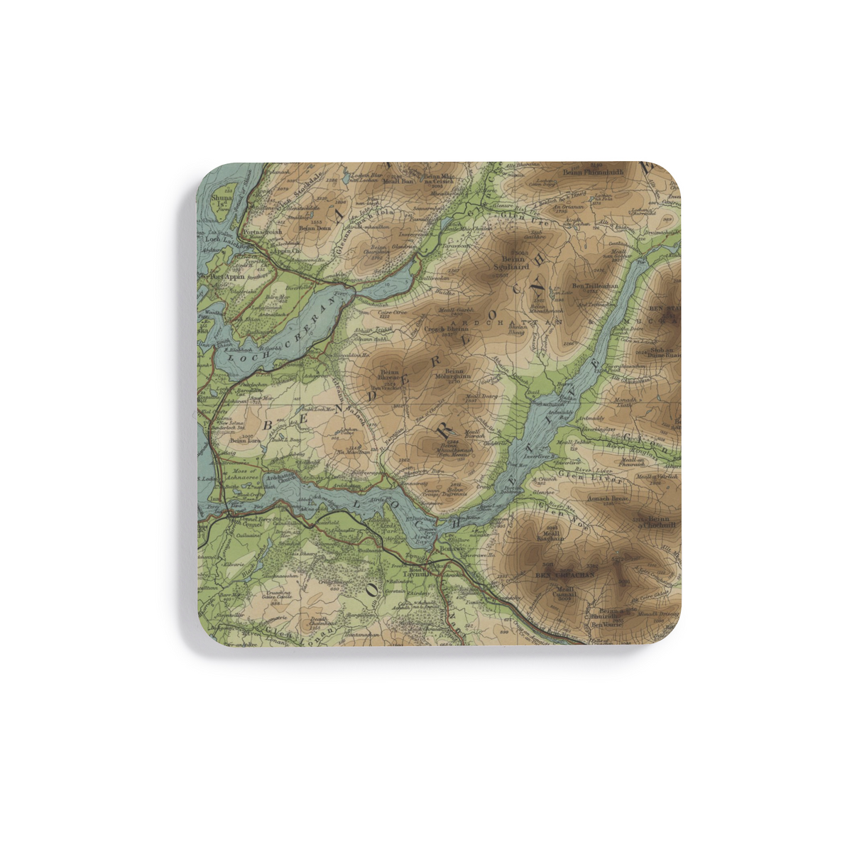 Loch Etive historic map coaster, Bartholomew Half-Inch, 1903 — product view 2
