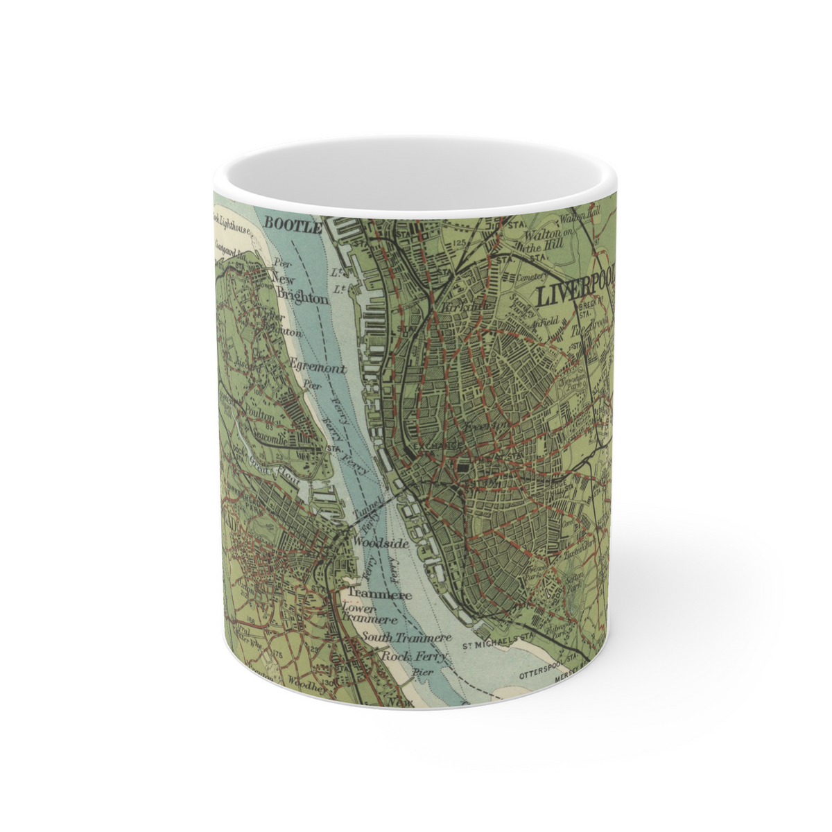 Liverpool historic map mug, Bartholomew Half-Inch, 1904 — product view 2