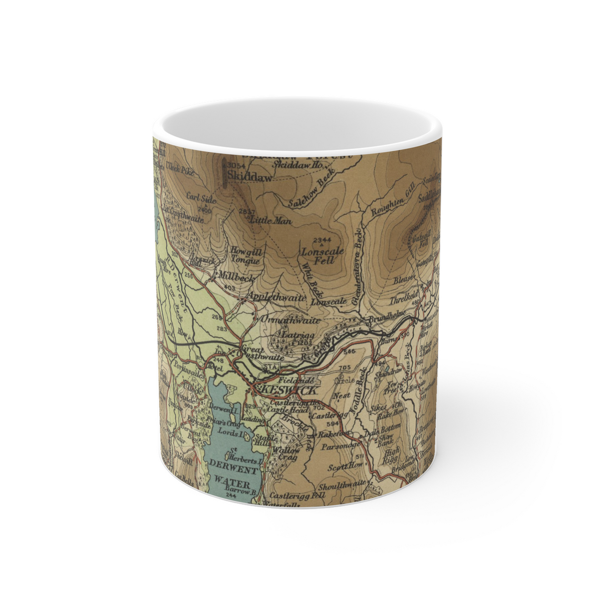 Latrigg historic map mug, Bartholomew Half-Inch, 1903 — product view 2