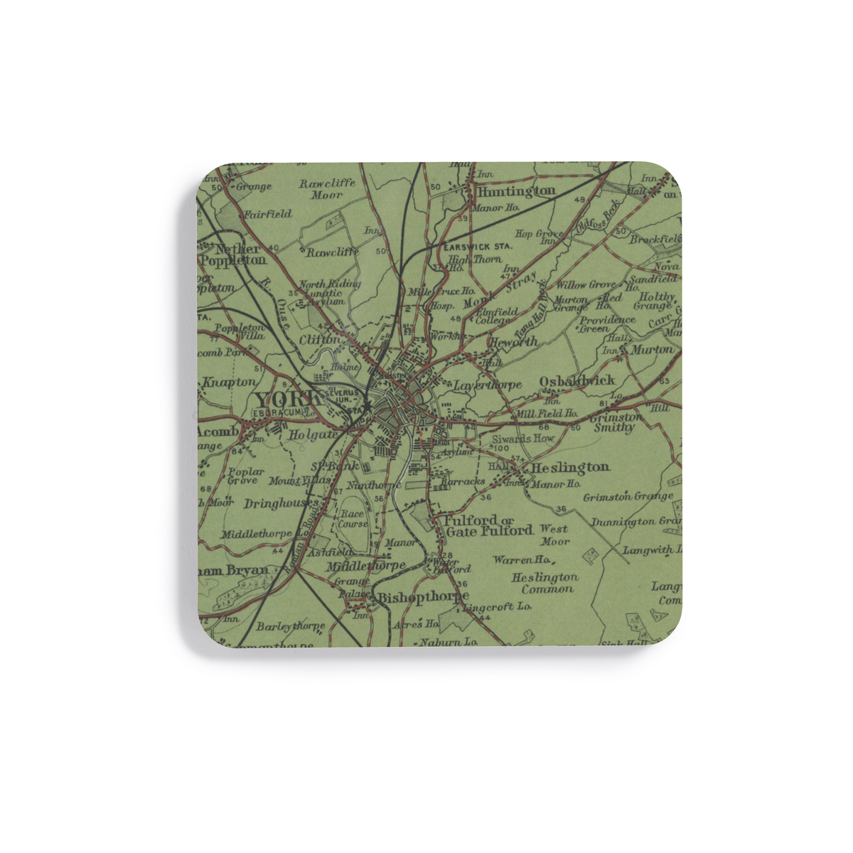 York historic map coaster, Bartholomew Half-Inch, 1903 — product view 2