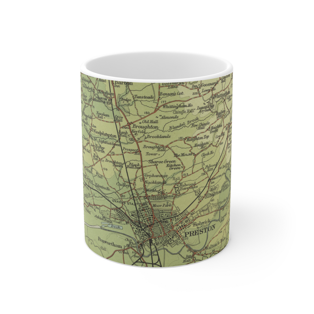 Preston historic map mug, Bartholomew Half-Inch, 1905 — product view 2