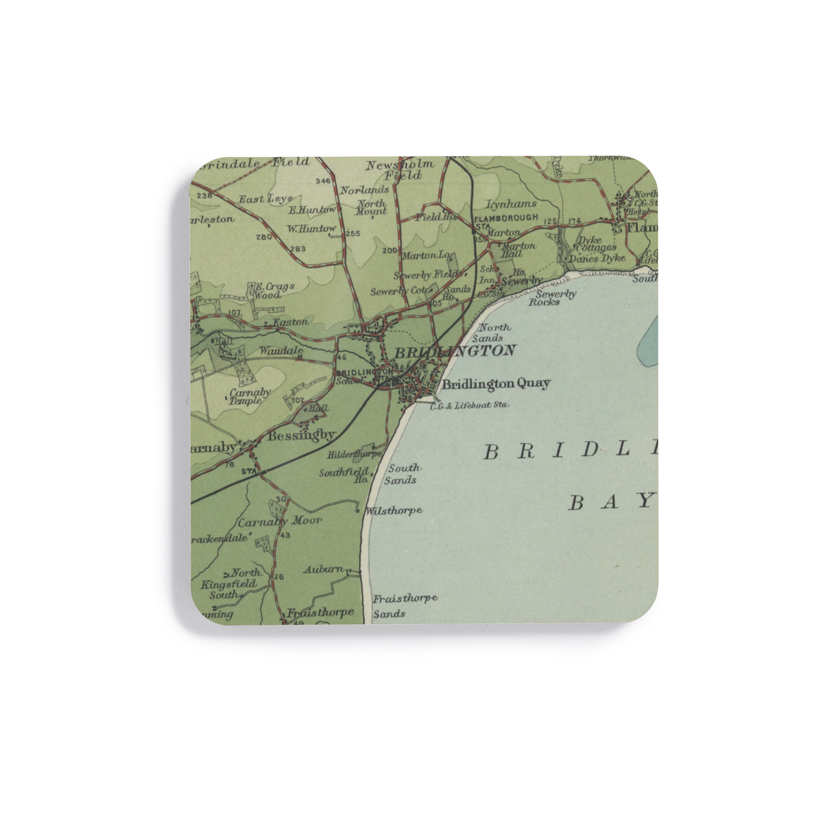 Bridlington historic map coaster, Bartholomew Half-Inch, 1903 — product view 2