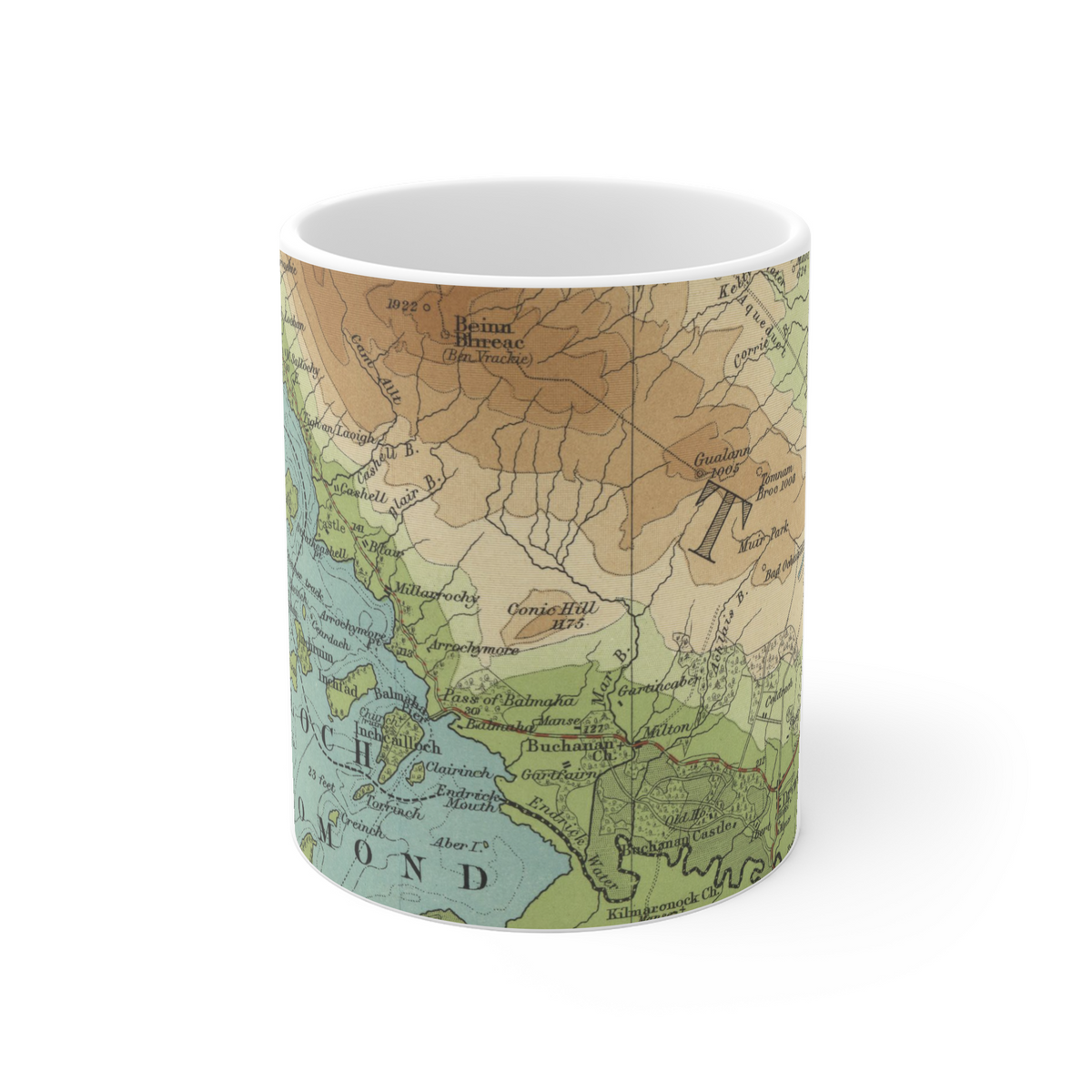 Conic Hill historic map mug, Bartholomew Half-Inch, 1902 — product view 2