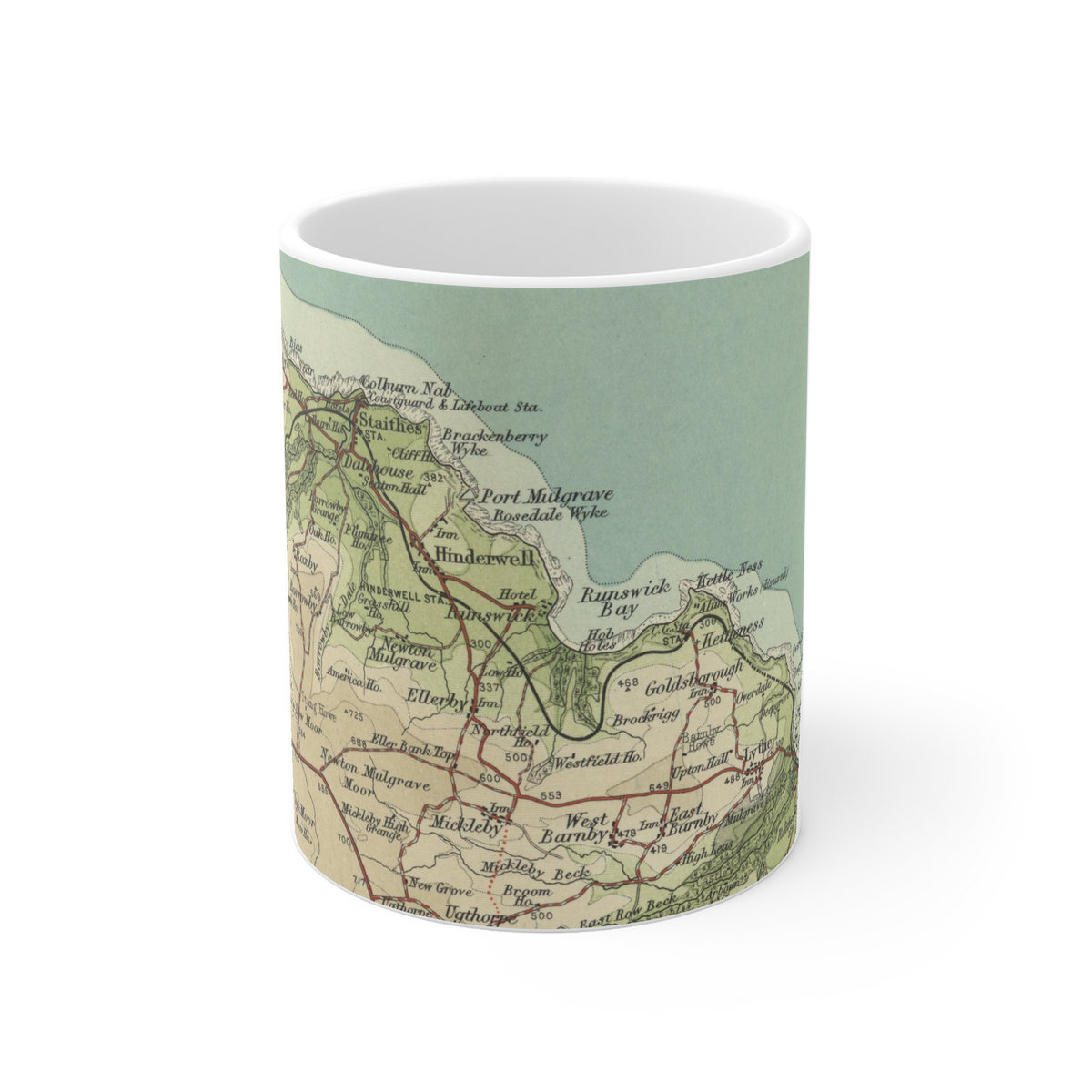 Runswick Bay historic map mug, Bartholomew Half-Inch, 1903 — product view 2
