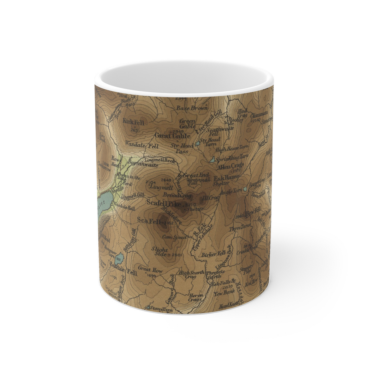 Scafell Pike historic map mug, Bartholomew Half-Inch, 1903 — product view 2